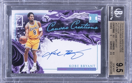 2019-20 Panini Impeccable #CC-KBR Kobe Bryant Canvas Creations Platinum Signed Card (#1/1) -One of His Final Signed Cards BGS GEM MINT 9.5/BGS 10
